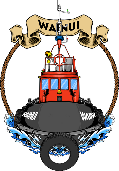 Wainui Tug with Banner - Mens tee